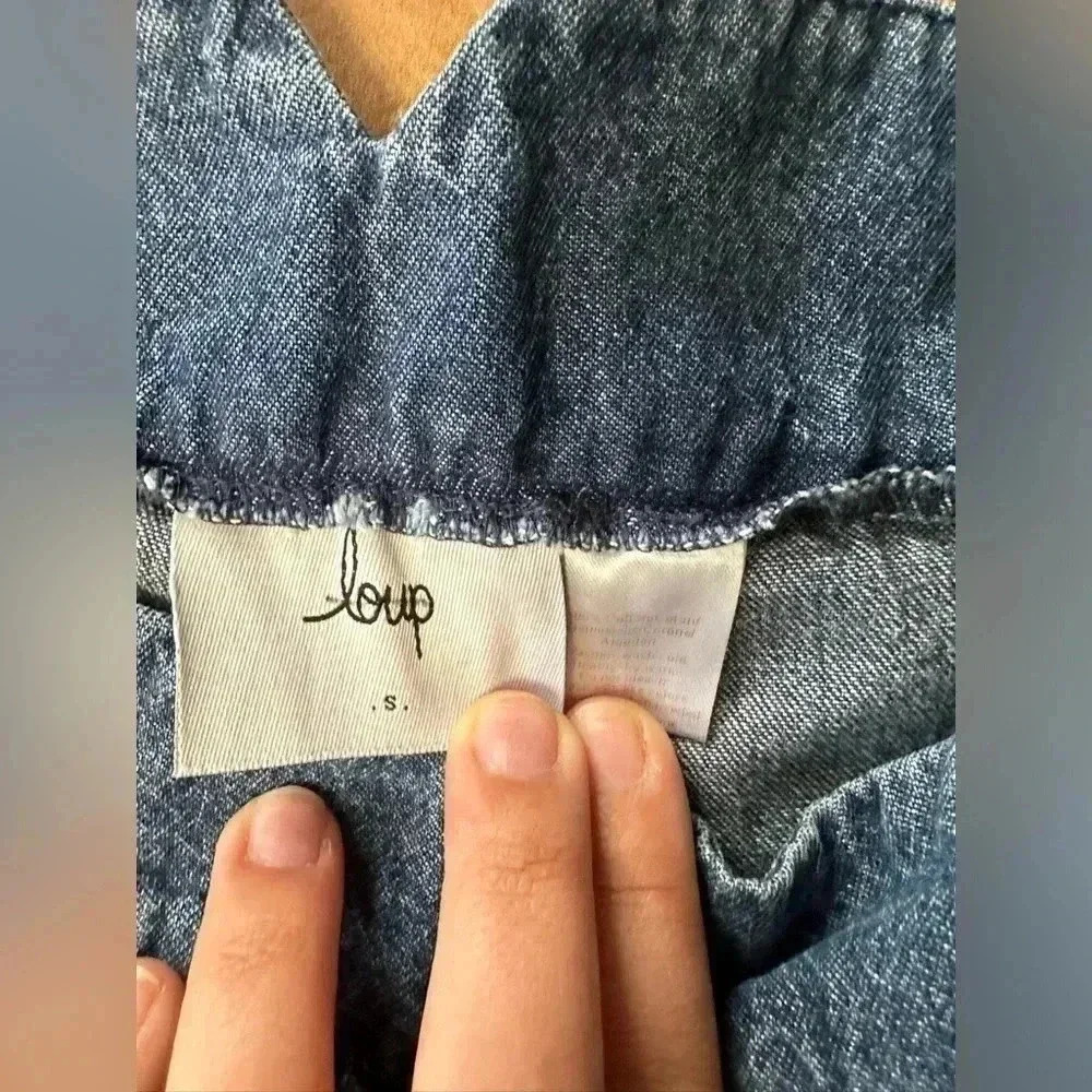 Loup Wide Leg Jeans Raw Hem Side Zip 100% Cotton Womens Size Small - Picture 9 of 13